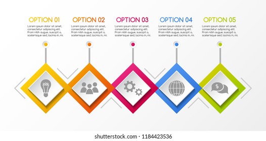 Business infographic with rhombus icons. Vector.