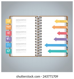 Business Infographic With Ring Notebook Arrow Bookmark Diagram Design Template