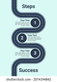 Business Infographic With Road Line Process Steps By Steps Process. 