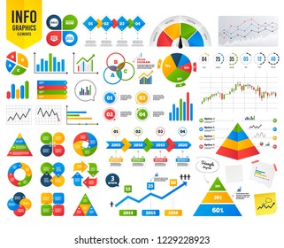 Business infographic . Sale icons. Special offer speech bubbles symbols. Buy now arrow shopping signs. Available now. Financial chart. Time counter. Vector