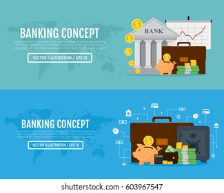 Business infographic. Set of web banners. Vector illustration. Flat modern design. EPS 10.