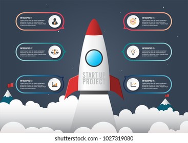 Business Infographic start up style. Icons and illustrations for design, website, infographic, poster, advertising.