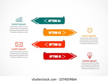 Business infographic steb with 4 options presentation.  can be used for workflow layout, diagram, number options, step up options, web design, infographics.and business icon,