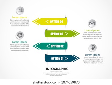 Business infographic steb with 4 options presentation.  can be used for workflow layout, diagram, number options, step up options, web design, infographics.and business icon,Vector illustration.eps.10