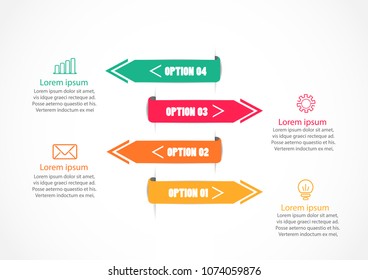 Business infographic steb with 4 options presentation.  can be used for workflow layout, diagram, number options, step up options, web design, infographics.and business icon,