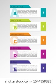 Business infographic steps and options.