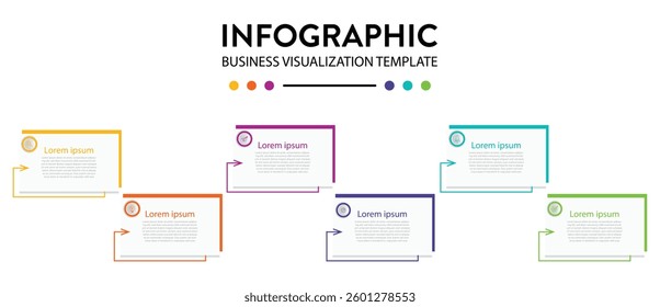 Business Infographic Strategy Planning And Process Visualization With 6 Steps Of Info Graph Elements Vector Illustration On Isolated Background