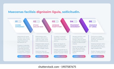 Business Infographic table template. Neumorphism style with shadow and highlight effect