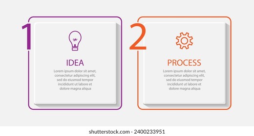 tamplate infográfico de negocios. diseño de línea delgada
con iconos, texto, número y 2 opciones o pasos.
utilizado para diagramas de procesos, diseños de flujo de trabajo, flowcha