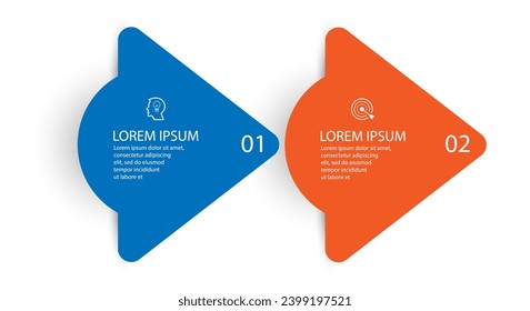 
business infographic template 2 option or steps. colorful
vector design in various colors with icon, text,
number