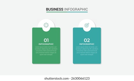 Business infographic template with 2 options, steps, process chart. Can be used for workflow layout, diagram, annual report, web design