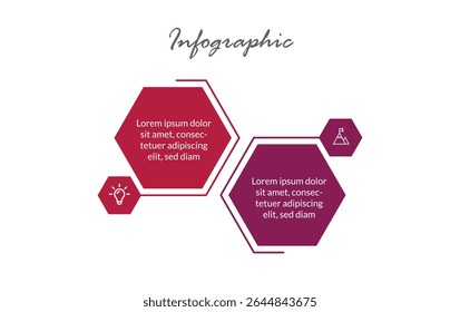 Business Infographic Template – 2 Simple Steps in Flat Design to Showcase Company Vision and Strategic Business Features Clearly.