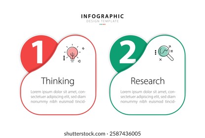 Business infographic template. 2 Step timeline journey. Process diagram, 2 options on white background, Infograph elements vector illustration.