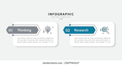 Business infographic template. 2 Step timeline journey. Process diagram, 2 options on white background, Infograph elements vector illustration.