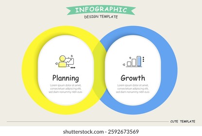 Business infographic template. 2 Step timeline journey. Process diagram, 2 options on white background, Infograph elements vector illustration.