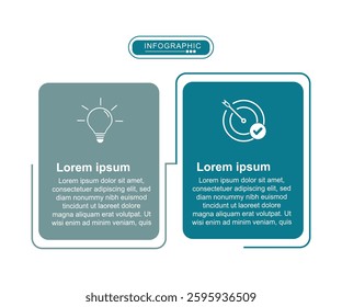 Business infographic template. 2 Step timeline journey. Process diagram, 2 options on white background, Info graph elements vector illustration.
