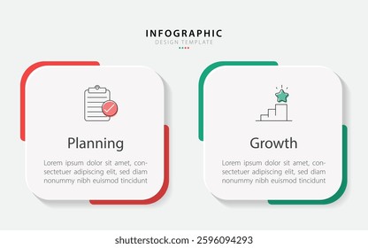 Business infographic template. 2 Step timeline journey. Process diagram, 2 options on white background, Infograph elements vector illustration.