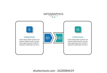 Modelo de infográfico comercial. 2 Passo da jornada do cronograma. Diagrama de processo, 2 opções sobre fundo branco, ilustração vetorial de elementos Infograph.