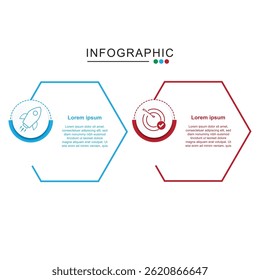 Modelo de infográfico comercial. 2 Passo da jornada do cronograma. Diagrama de processo, 2 opções sobre fundo branco, ilustração de vetor de elementos infográficos.