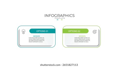 Business infographic template. 2 Step timeline journey. Process diagram, 2 options, Infographic elements vector illustration.