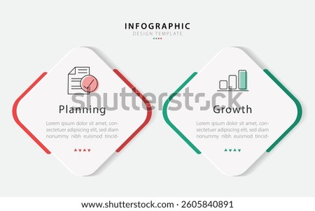 Business infographic template. 2 Step timeline journey. Process diagram, 2 options on white background, Infograph elements vector illustration.