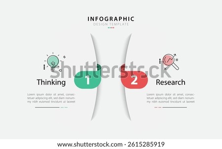 Business infographic template. 2 Step timeline journey. Process diagram, 2 options on white background, Infograph elements vector illustration.