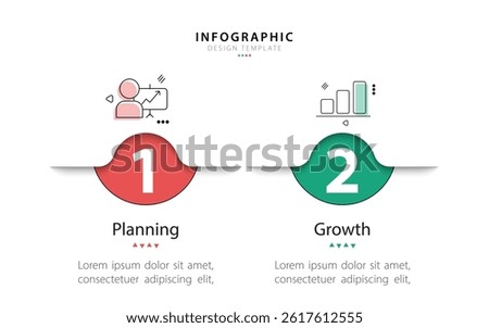 Business infographic template. 2 Step timeline journey. Process diagram, 2 options on white background, Infograph elements vector illustration.