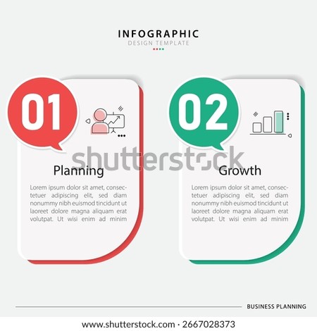 Business infographic template. 2 Step timeline journey. Process diagram, 2 options on white background, Infograph elements vector illustration.