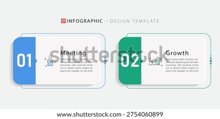 Business infographic template. 2 Step timeline journey. Process diagram, 2 options on white background, Infograph elements vector illustration.
