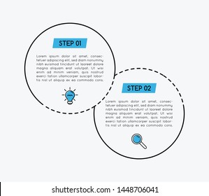 Business infographic template with 2 steps. Vector