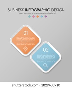 Business infographic template with 2 steps. Colourful timeline. Vector