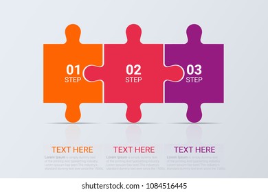 Business Infographic template with 3 options. jigsaw or puzzle symbol. vector illustration 