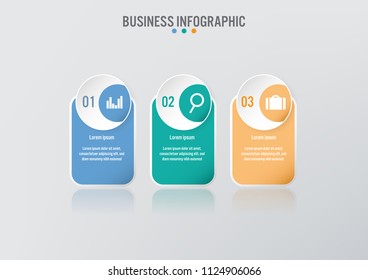 Business infographic template with 3 options, Abstract elements diagram or processes and business flat icon, Vector business template for presentation.Creative concept for infographic.
