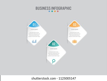 Business infographic template with 3 options, Abstract elements diagram or processes and business flat icon, Vector business template for presentation.Creative concept for infographic.
