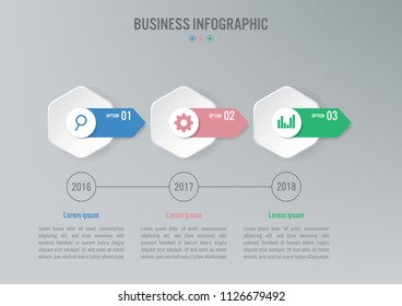 Business infographic template with 3 options, Abstract elements diagram or processes and business flat icon, Vector business template for presentation.Creative concept for infographic.
