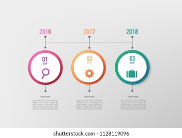 Business infographic template with 3 options circle shape, Abstract elements diagram or processes and business flat icon, Vector business template for presentation.Creative concept for infographic.