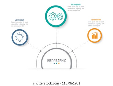 Business infographic template with 3 options circular shape, Abstract elements diagram or processes and business flat icon, Vector business template for presentation.Creative concept for infographic.
