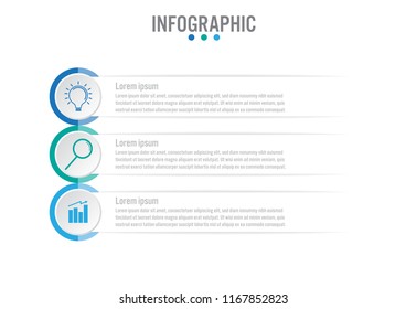 Business infographic template with 3 options circular shape, Abstract elements diagram or processes and business flat icon, Vector business template for presentation.Creative concept for infographic.
