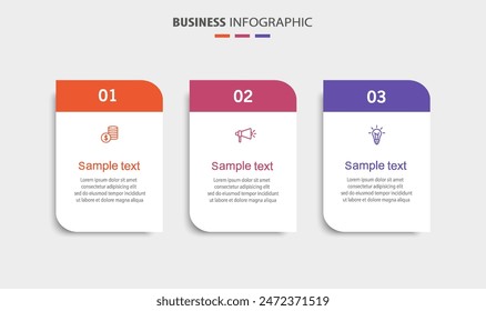 Business infographic template with 3 options or steps