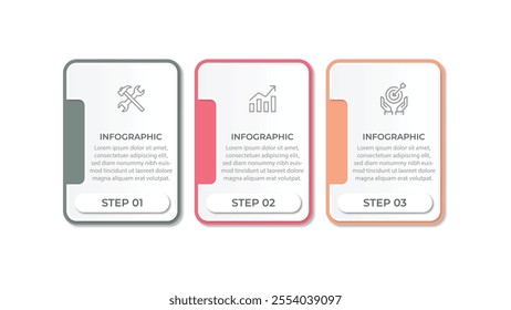 Business infographic template with 3 options, steps, process chart. Can be used for workflow layout, diagram, annual report, web design