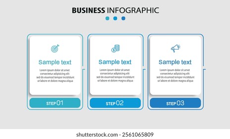 Business infographic template with 3 options or steps	