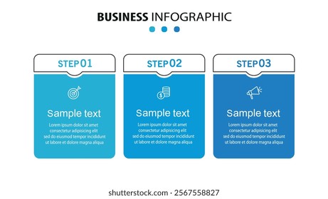 Business infographic template with 3 options or steps	