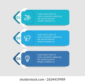 Modelo de infográfico de negócios com 3 opções ou etapas