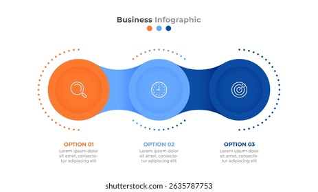 Business infographic template with 3 options. Modern, clean, and professional design ideal for presentations, reports, marketing strategies.