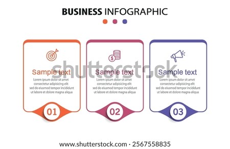 Business infographic template with 3 options or steps	