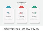 Business infographic template. 3 Step timeline journey. Process diagram, 3 options on white background, Infograph elements vector illustration.