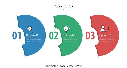 Business infographic template. 3 Step timeline journey. Process diagram, 3 options on white background, Infograph elements vector illustration.