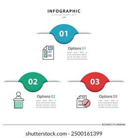 Vorlage für Geschäftsinformationen. 3 Schritt Zeitlinie Reise. Prozessdiagramm, 3 Optionen auf weißem Hintergrund, Infograph-Elemente, Vektorgrafik.