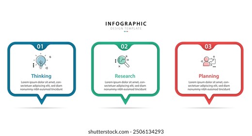 Plantilla de infografía de negocios. Viaje de la línea de tiempo de 3 pasos. Diagrama de proceso, 3 opciones sobre fondo blanco, Ilustración vectorial de Elementos de infografía.