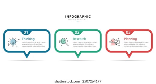 Plantilla de infografía de negocios. Viaje de la línea de tiempo de 3 pasos. Diagrama de proceso, 3 opciones sobre fondo blanco, Ilustración vectorial de Elementos de infografía.